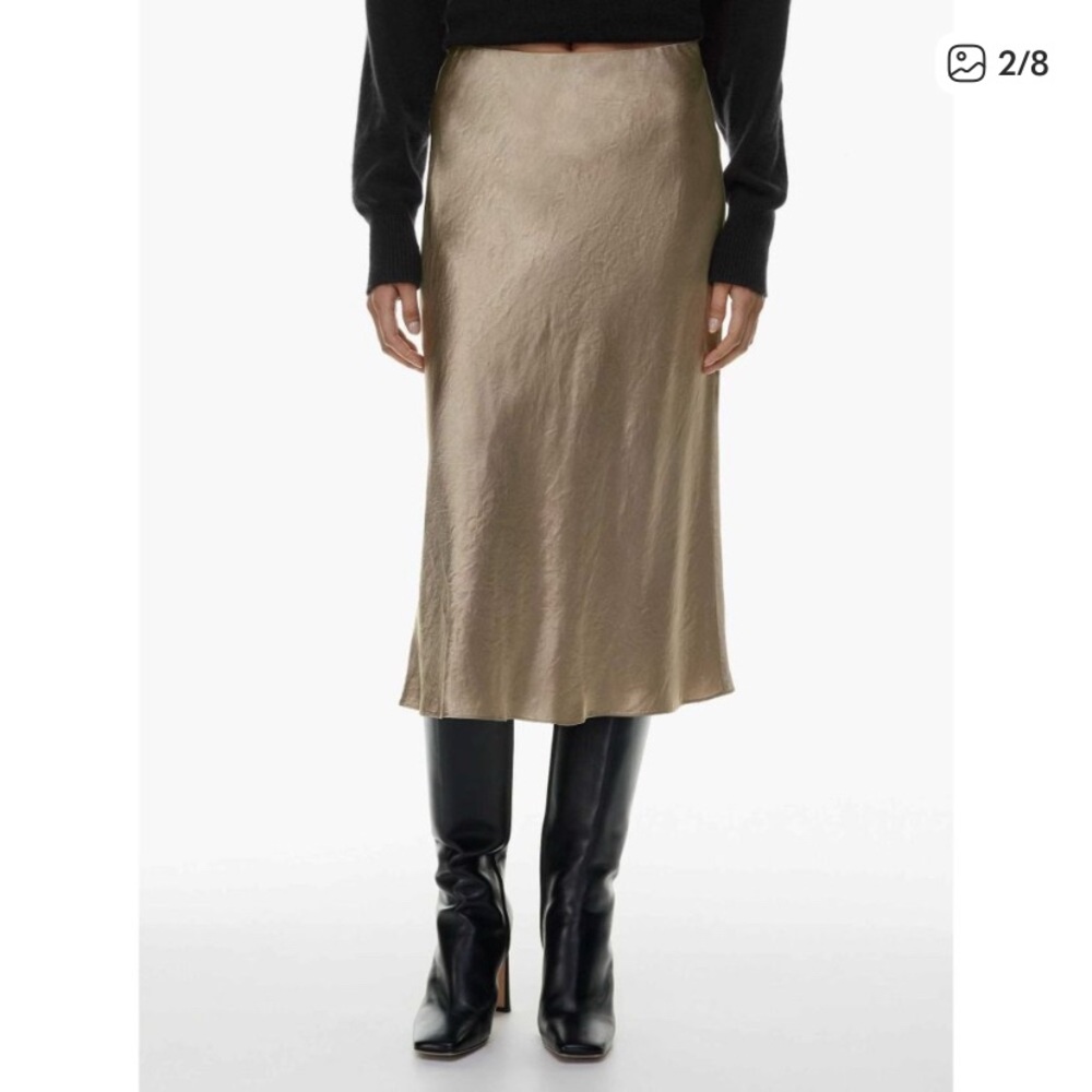 Aritzia Metallic Gold Midi Skirt - Picture 2 of 4